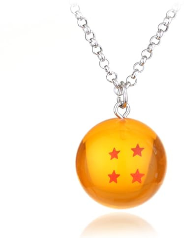 GAUEIOUR 1 collar 3D de bola de 4 estrellas para hombre, cadena de aleación Goku creativo para hombre, collar con colgante de cuentas Shenron para invocación japonesa, disfraz de cosplay japonés