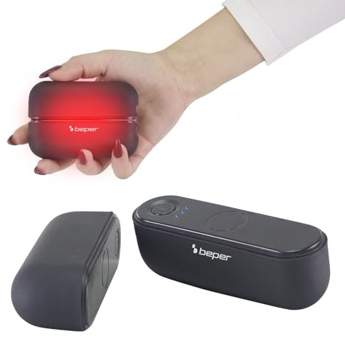 BEPER P203TFO050 Calentador de manos magnético recargable, calentador de manos portátil con 3 niveles de calor, uso dual (junto o por separado), batería de 7 horas de duración, carga USB-C