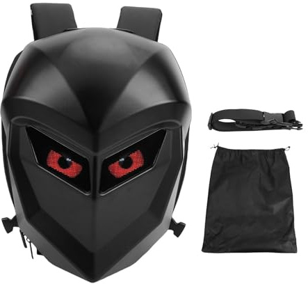 Generic 17-Tums LED-Motorcykelryggsäck Knight med App, Gör-Det-Själv-Programmerbar Färgskärm 20L 3D-Vattentätning och 1680 PVC-Material, Hård Hjälm, Laptopryggsäck för Ridning (Svart)