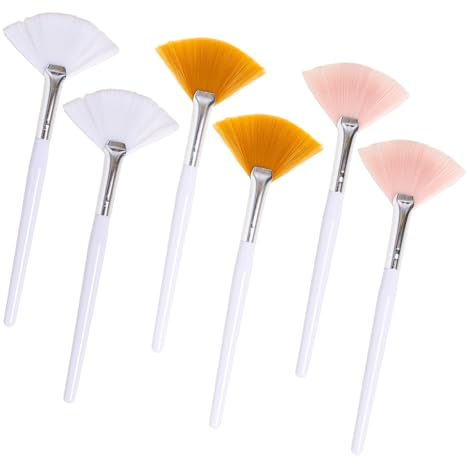 6PCS Fan Brush,Facial Brushes Esthetician,Fan Facial Mask Applicator Tools Soft Makeup Brushes Cosmetic Tools, Multipurpose Facial Mask Brushes for Estheticians and Home Use(3 colors）
