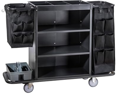 Carrello multifunzionale di servizio alberghiero HandPush Carrello di pulizia con sacchetto di stoffaVersatile Housekeeping & Guest AssistanceEfficiente soluzione di pulizia per hotel