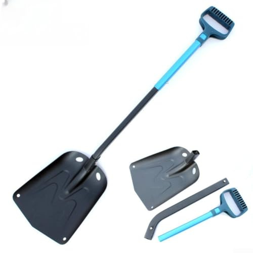 Hasaller Pala de nieve plegable para uso en invierno, aleación de aluminio, pala compacta multiusos con mango de 36 cm, herramienta ligera de patio para nieve, barro, senderismo, esquí, camping