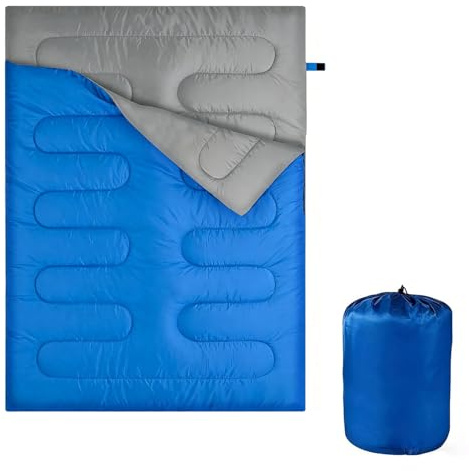 Double Sleeping Bag King Size Adult Two Person Camping Sleeping Bag Suitable for 3-4 Seasons, Small Packed Size, Ultralight Carry Bag, Soft, Thick and Warm, for Travel,Outdoor Camping