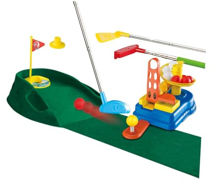 FewNvWa Set da Golf per Bambini, Mini Golf, Set da Gioco, Buche per La Pratica, Putter Educativo, Regalo, Giocattolo Sportivo, Mazze da Golf per Bambini, 11 Pezzi