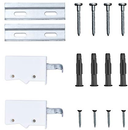 3x sossai® Komplett SET Dexo Schrankaufhänger | 6 Stück Aufhänger + Schienen + Schrauben + Dübel | Farbe: Weiß | Wandhalter, Schrankträger, Schrankhalter für Küchen-Hängeschränke