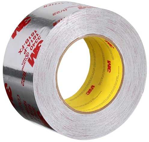 3M Aluminum Foil Tape 3340, 2.5 x 50 yd, 4.0 mil, Silver, HVAC, Sealing and Patching Hot and Cold Air Ducts, Fiberglass Duct Board, Insulation, Metal Repair