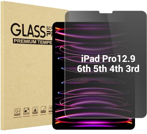 ProCase for iPad Pro 12.9 Inch Privacy Screen Protector 6th 5th 4th 3rd Generation 2022 2021 2020 2018, Anti-Spy Tempered Glass Screen Film Guard for iPad Pro 12.9