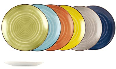 H&H Set 12 Piatti Frutta Caribe In Stoneware Assortiti Cm 20