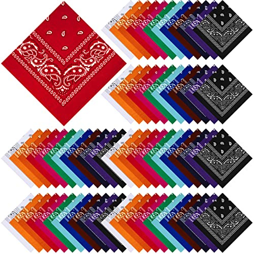 Giegxin 96 Pack Bandanas Bulk Paisley Print Bandanas Cowboy Fabric Unisex Novelty Kerchief Paisley Vintage Bandana Multicolored Cowboy Handkerchief Multi Purpose Face Cover