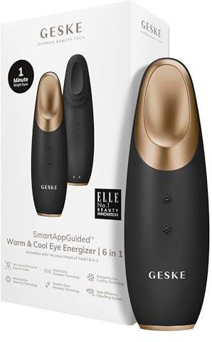 GESKE | Dispositivo energizzante effetto caldo e freddo SmartAppGuided™ | 6 in 1 | Dispositivo per massaggio oculare | Massaggiatore contro le occhiaie | Tratta borse e palpebre cadenti