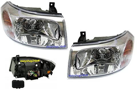EASYSHOP24H Set Fari Anteriori Transit 2000-2006 H4 con Parabola Cromata