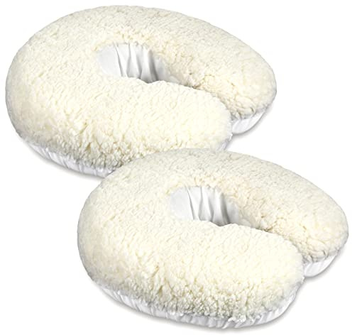 Mixweer Lot de 2 housses de berceau de massage en polaire pour appuie-tête de table de massage - 36,8 x 33 cm - Coussin non inclus (blanc laiteux)