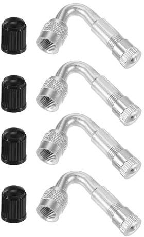 A ABSOPRO 1 Set di prolunghe per valvole di pneumatici a 45 gradi - Argento per auto e bicicletta