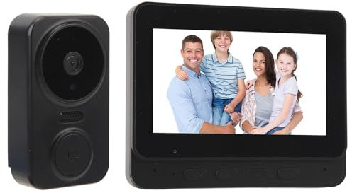 Système D'interphone Visuel, Système D'interphone Vidéo WiFi sans Fil avec Caméra de Vision Nocturne IR et Moniteur 2 Voies Vocales 1080p HD Sonnette Vidéo sans Fil