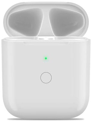 Wireless Charging Case for AirPods - Replacement Case with Wired and Wireless Charging Support, Compatible with AirPods 1st & 2nd Gen in White, Portable Charging Compartment for AirPods