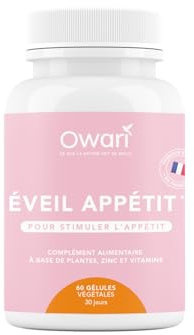 OWARI ÉVEIL APPÉTIT GÉLULES - Fenugrec 300 mg, Fenouil 150 mg, Vitamine B6 - Complément Alimentaire pour Grossir - Fenugrec Gelule Prise de Poids - 60 Gélules - Cure de 30 Jours - Fabriqué en France