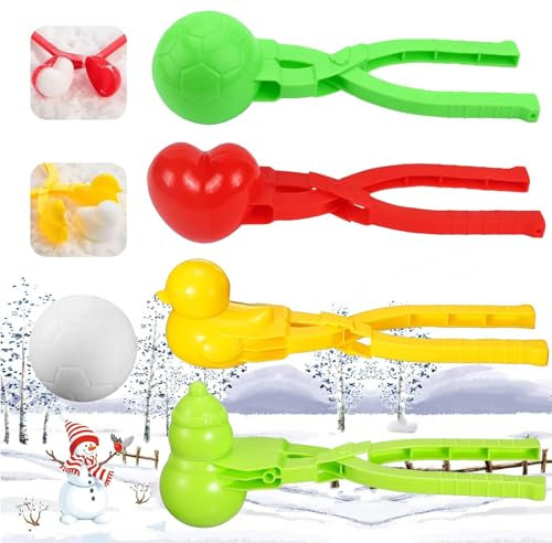 4 Stück Schneeballzange, Schneeball Maker Clips, Schneeball Former Set, Winter Schneeball Form Spielzeug,Schneeball Werkzeug Clip, , Winter Outdoor Schneekampf Spiele, Strandspiele, zufällige Farben
