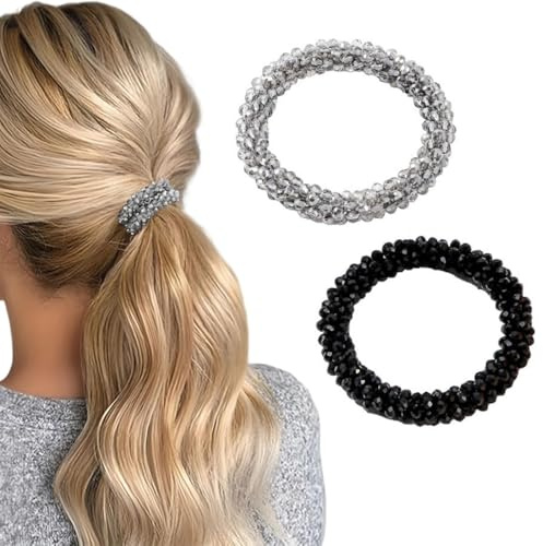 COYUN 2 Piezas Goma de Pelo, Coleteros pelo Mujer, Suaves Cintas Elásticas para el Pelo para Mujeres, Niñas, Bandas el Pelo Elásticas Fuertes Coletas para Cabello Grueso y Rizado