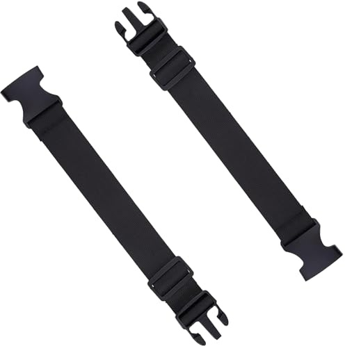 2 Sac de Ceinture D'Extension, Réglable en Nylon Noir Élastique, Sangle de Sac à Dos Réglable, Rallonge de Ceinture pour Banane, pour Banane, Dos, Bagage Universel, Noir