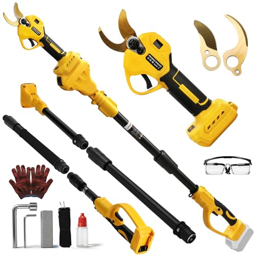 Electric Pruning Shears Compatible with DeWalt 20V Max Battery, Cordless Garden Shears with Telescopic Pole, 30mm Cutting Diameter Pole Pruner Garden Tool(Battery Not Included)