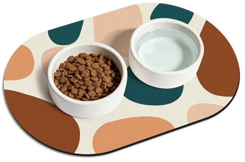 METEOROCK Tappetino Ciotole Gatto Assorbente, 51x30,5 cm Piccolo Tappetino Ciotola Cane Antiscivolo in Colorato, Sottociotola per Cani Adatto per Soggiorno, Giardino