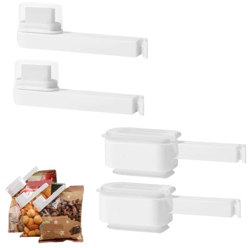Eruceky 4 clips de cierre con boquilla, clips de cierre para bolsas de plástico, para cereales, dispensador de nueces, dulces
