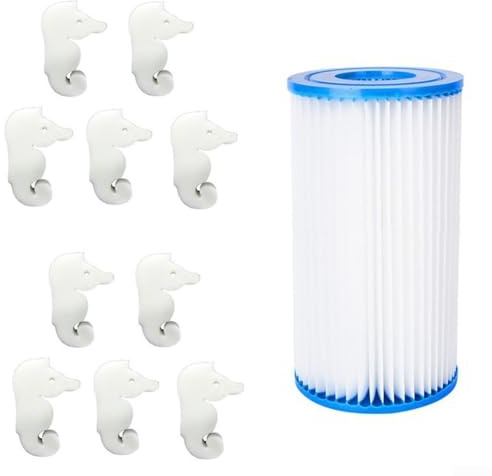 Kit di manutenzione per piscina con spugne assorbenti olio e cartuccia filtro riutilizzabile tipo A/C, per piscine fuori terra e spa (C)