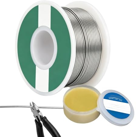 Lötzinn mit Flussmittel Set, 100g 1mm Lötzinn und 35g Kolophonium Flussmittel, Lötzinn Bleihaltig für Elektronikarbeiten und Lötarbeiten, Praktisches Löt Set für Hobby und Professionelle Anwendung