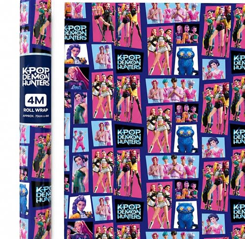 KPOP Demon Hunters Wrapping Paper Roll – Multicolour K-Pop Gift Wrap Wrapping Paper for Birthdays, Parties & Presents, Official Netflix K-Pop Demon Hunters Roll Wrap for Kids, Teens & Fans