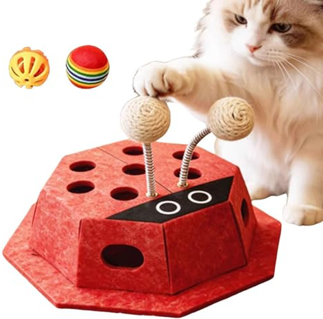 Genérico Juguetes para Gatos Juego Interactivo Mariquita con Pelotas