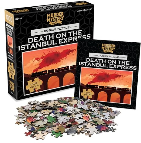 University Games 33122 Death Age 14+ on The Istanbul Express 1000 Piece Murder Mystery Jigsaw Puzzle, Orange
