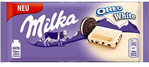 Milka & OREO WHITE Schokoladentafel 11 x 100g, Zarte weisse Milka Alpenmilch Schokolade mit knusprigen original OREO-Keksstückchen