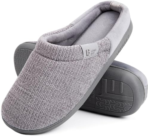 LongBay Chaussons Femme en Chenille Confort Mousse à Mémoire Slip-On