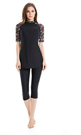 Rash Guard Beachwear Modest Badkläder för kvinnor Kortärmad baddräkt Burkini Modesty Costume Plus Size (S, Y10)