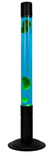 FISURA - Lampada lava XXL verde. Grande lampada lavica con base nera, liquido blu e lava verde. Lampada da terra 20x20x75 cm.