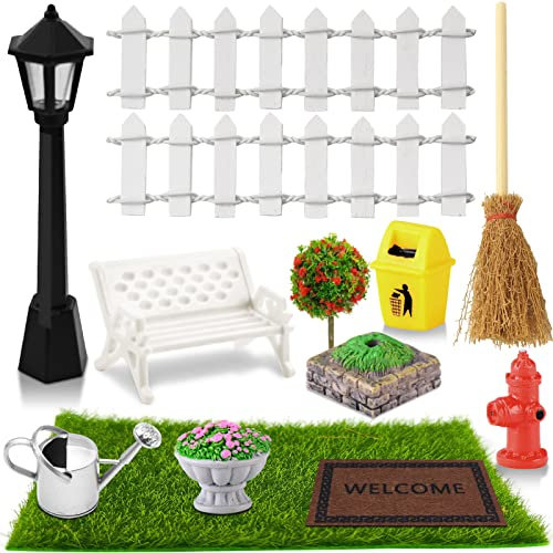 Shinybox Miniature Jardin Ornements, 13 Pièces Accessoires de Jardin Miniatures, Jardinage Miniature Outils Accessoires, Convient pour la Décoration de Mini Jardin