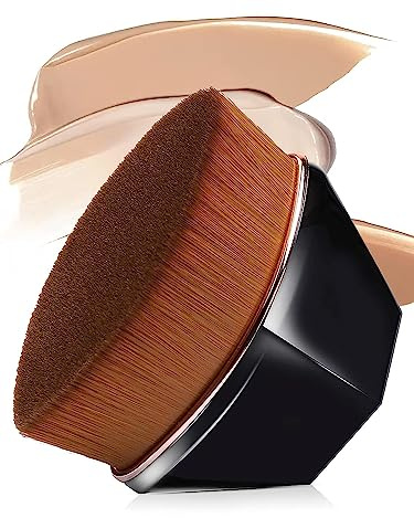 Afrodite Foundation makeupborste platt topp Kabuki hexagon ansikte rodnad flytande pulver foundationborste för blandning av vätska, kräm eller felfritt pulver kosmetika