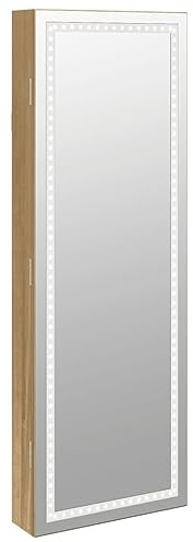 vidaXL Armoire à bijoux avec miroir et éclairage LED mural, armoire à bijoux, organisateur de bijoux, armoire à bijoux avec miroir