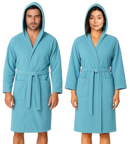 Jenny Sesal - Accappatoio Uomo e Donna in Microfibra Morbido, Leggero, Salvaspazio, a Rapida Asciugatura con Cappuccio, Tasche, Cintura a Passanti e Gancio