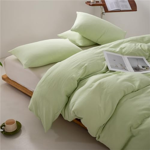 Odot Color Sólido 3 Piezas Ropa de Cama,Juegos de Funda para Edredón con Funda de Nórdico y 2 Funda de Almohada, Juego Ropa de Cama para Cama Infantil y Matrimonio (180x220cm,Amarillo pálido C)