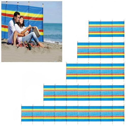 Wooden Pole Windbreaks - 4, 5, 6, 8, 10 Pole Options - Camping, Beach Privacy, Garden Windbreaker & Sun Shelter - Heavy Duty Wind Breakers Tent for Outdoor Adventures (‎4 Pole: 4ft High x 7ft Long)