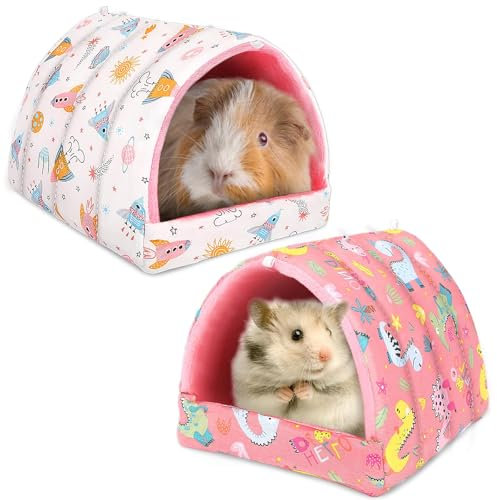 UPINS Meerschweinchenbett, Meerschweinchenversteck waschbar, Kleintierhaus, Käfigzubehör für Zwergkaninchen, Chinchillas, Hamster, Igel, Frettchen, Bartagamen und Ratten, 2 Stück