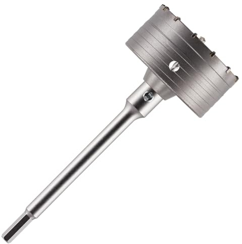 110mm TCT Core Drill Bit + HEX Shank Adapter + Tungsten Carbide Tipped Pilot Drill For Masonry, Brick, Aerated Block Etc. Concrete Hole Saw Wall Drill Bit Set With 240mm Long HEX Shank Extension Bar