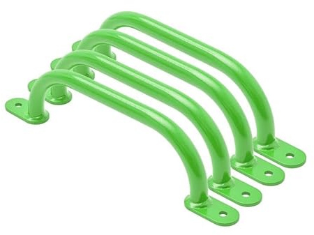 TRIBECCO Klettergriffe Haltegriffe für Outdoor & Indoor Metall Griffe für Spielplatz, Klettergerüst, Spielturm, Hochbett, Leiter und Kletterwand im Kinderzimmer (350 mm Lindgrün, 4 Stücke)