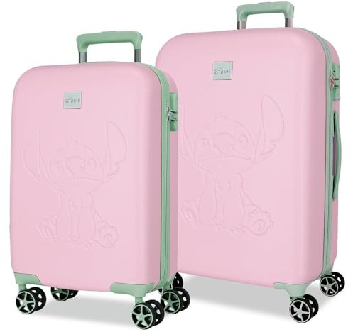 Joumma Disney Travelling with Stitch Juego de Maletas Rosa 55/60 cms Rígido 6,26 kgs Cierre TSA ABS 6,26 kgs 100,64L Equipaje de Mano