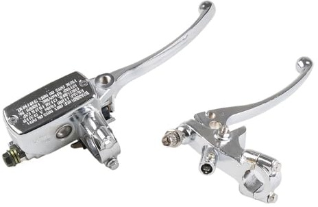 Manetas Moto Cilindro maestro de manillar de motocicleta de 7/8 y 22 mm, control de freno hidráulico con palanca de embrague Maneta Freno Moto(Silver)