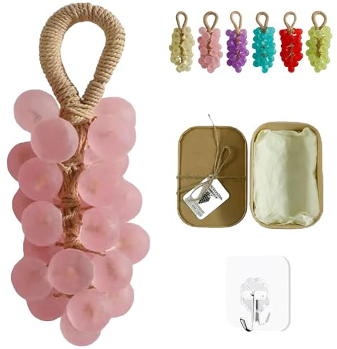 Sapone Di Uva Di Cristallo Originale Personalizzato A Mano Sapone Di Pulizia Delicato, Saponi Di Uva Su Una Corda, Barrette Di Saponi Decorativi Idratanti Di Olio Essenziale Per Lavabo Da Bagno (#c)