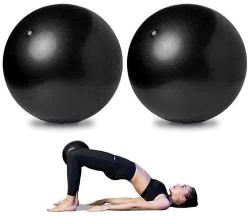AOAVE 2 Pack Pilates Balls, Mini Yoga Exercise Balls, 9 Inch Small Activity Ball for Pilates, Yoga, Core Training and Physical Therapy, Improves Balance (Black)