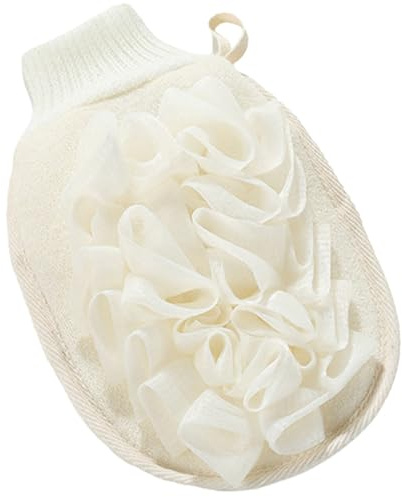 MUSISALY Double-sided Exfoliating Bath Gloves Made of Natural Flax for Gentle and Versatile Exfoliating Treatments and Shower Use, Effective Body Scrubber Mittens for Smooth and Radiant