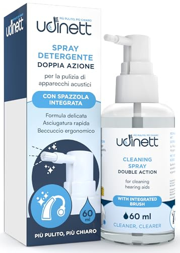 Limpiador Spray para Audífonos con Cepillo Integrado 60ml Udinett - Elimina Cerumen y Suciedad con Efecto Higienizante Inmediato para Limpieza de Auriculares - Fórmula Sin Alcohol